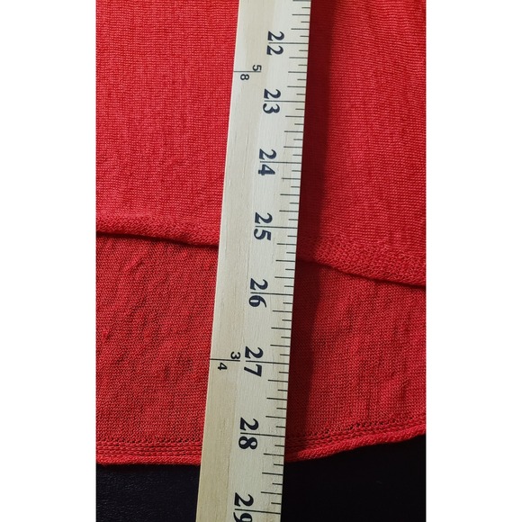 Eileen Fisher Red Organic Linen Blend Sheer Knit M Tunic Top Valentine's Day - Picture 8 of 8